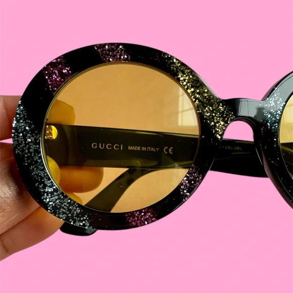 GUCCI Acetate Round Glitter Sunglasses